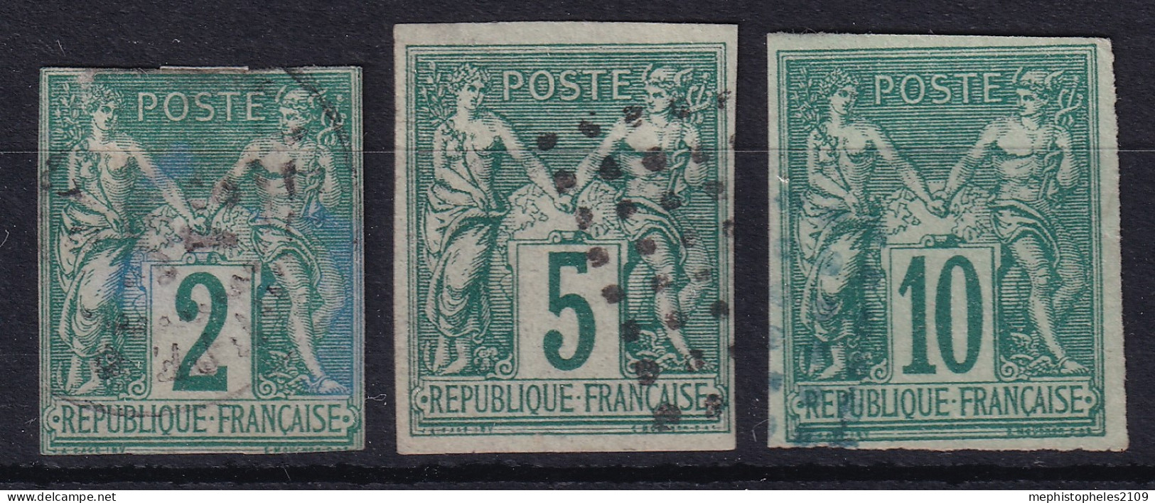 COLONIES FRANCAISES 1877-79 - Canceled - YT 30-32 - Sage