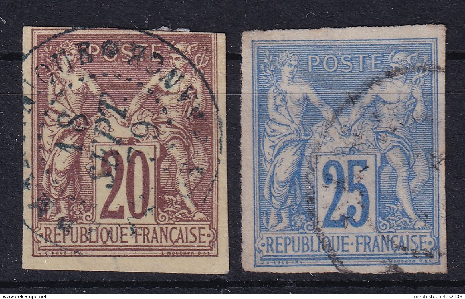 COLONIES FRANCAISES 1877-79 - Canceled - YT 34, 36 - Sage