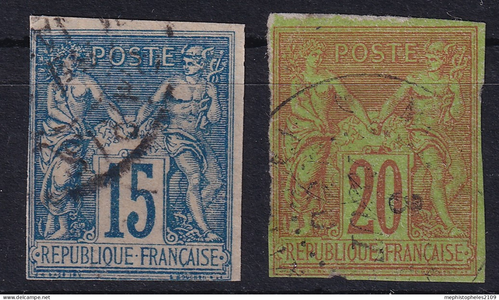 COLONIES FRANCAISES 1878-80 - Canceled - YT 41 (faux/truqué), 42 - Sage