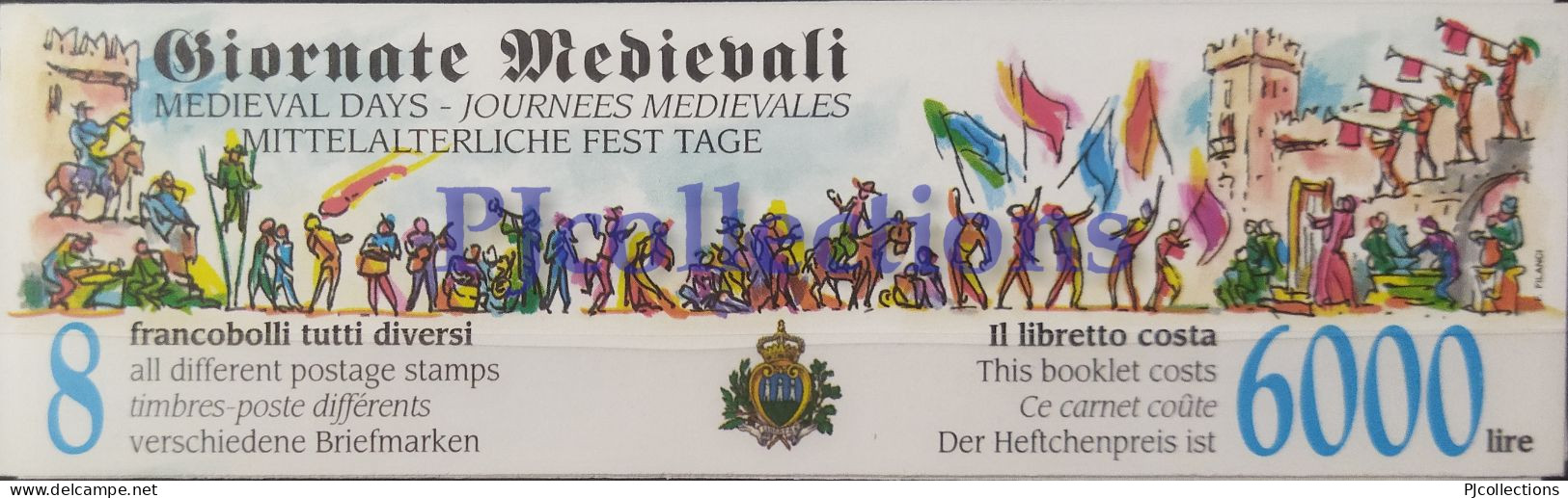 4578-SAN MARINO 1996 GIORNATE MEDIEVALI - MEDIEVAL DAYS FULL BOOKLET 8 STAMPS C/ANNULLO 1° GIORNO - USED - Used Stamps