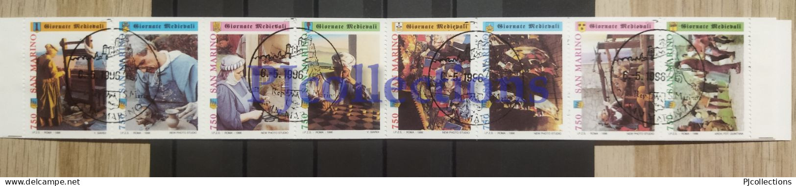 4578-SAN MARINO 1996 GIORNATE MEDIEVALI - MEDIEVAL DAYS FULL BOOKLET 8 STAMPS C/ANNULLO 1° GIORNO - USED - Gebraucht
