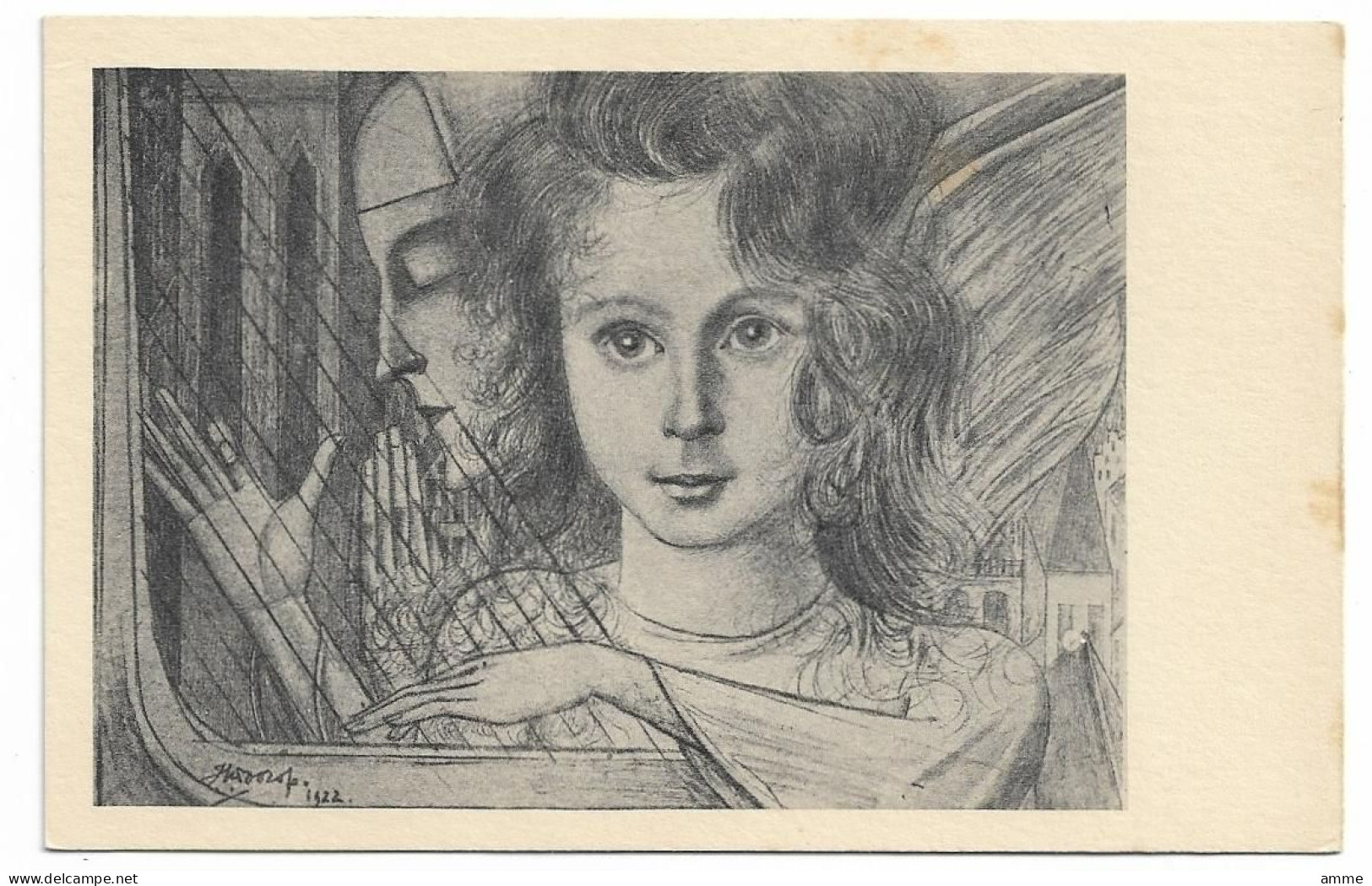 Vintage Postcard  *  Illustrator Jan Toorop  (Kind Met De Harp) - Toorop, Jan