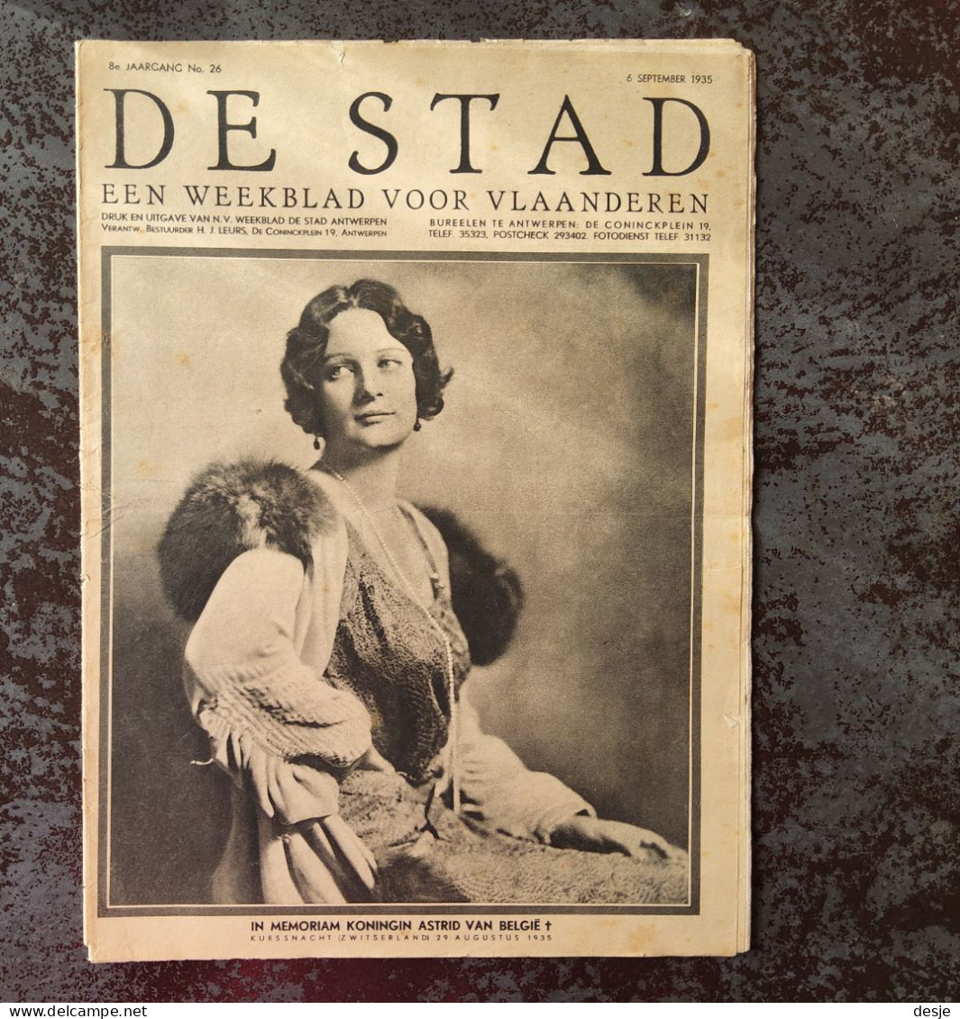 In Memoriam Koningin  Astrid Van België, Kuessnacht 29 Augustus 1935 Uit Weekblad De Stad Van 6 September 1935, 22 Pp. - Oud