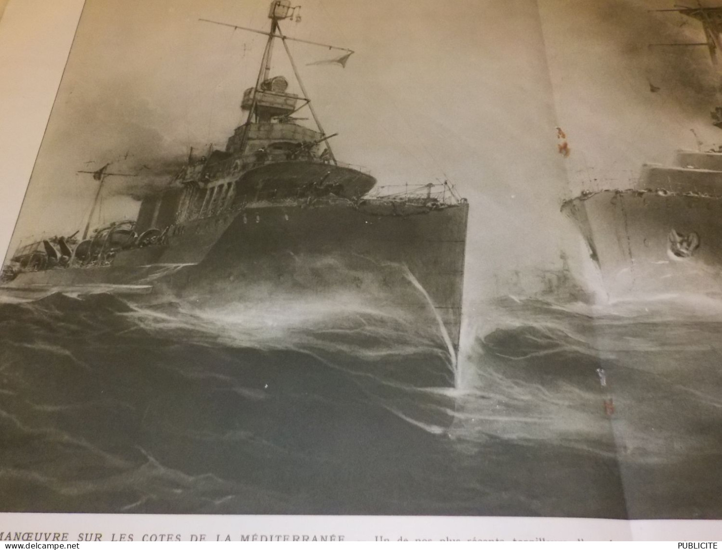 PHOTO TCUIRASSE ET CROISSEUR MANOEUVRE MEDITERRANEE 1923 - Bateaux