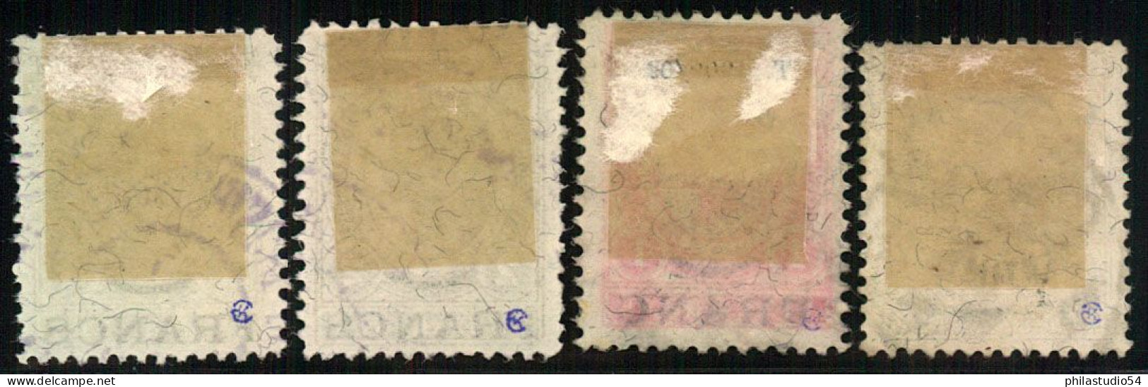 1904, ÖSTERREICHISCHE POST AUF KRETA:  Die Vier Höchstwerte 50 Cent Bis 4 Francs Gestempelt. (ME 1.200,-) - Crète