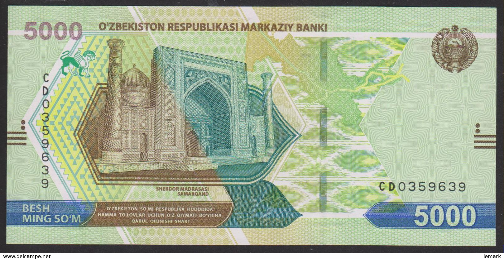 Uzbekistan 5000 Som 2021 P88 UNC - Ouzbékistan