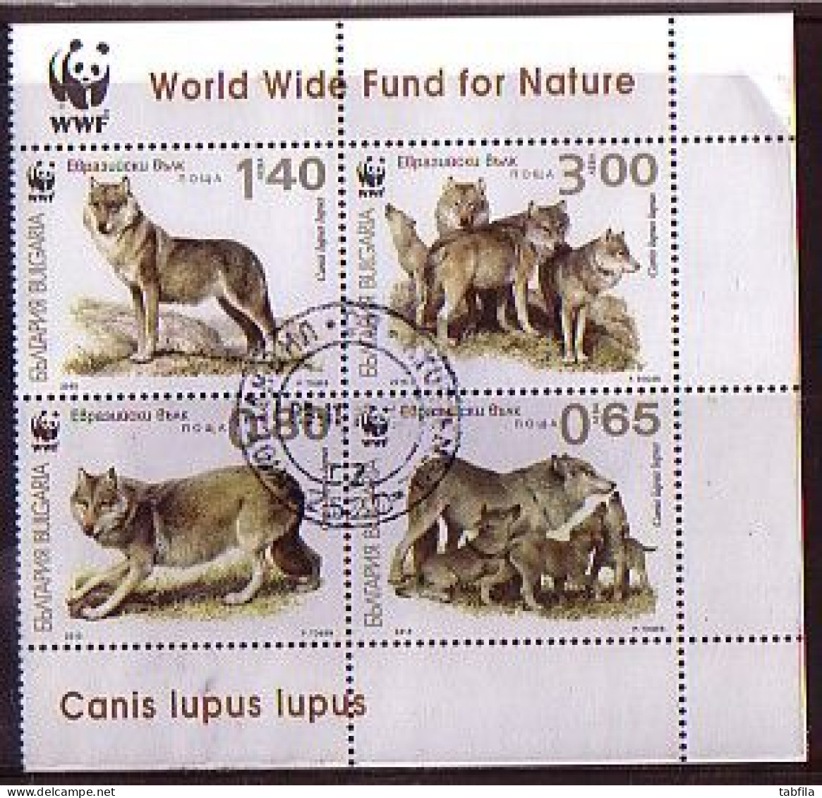 BULGARIA / BULGARIE  - 2015 - WWF - Loup Eurasien - 4v + Marge Used - Oblitérés