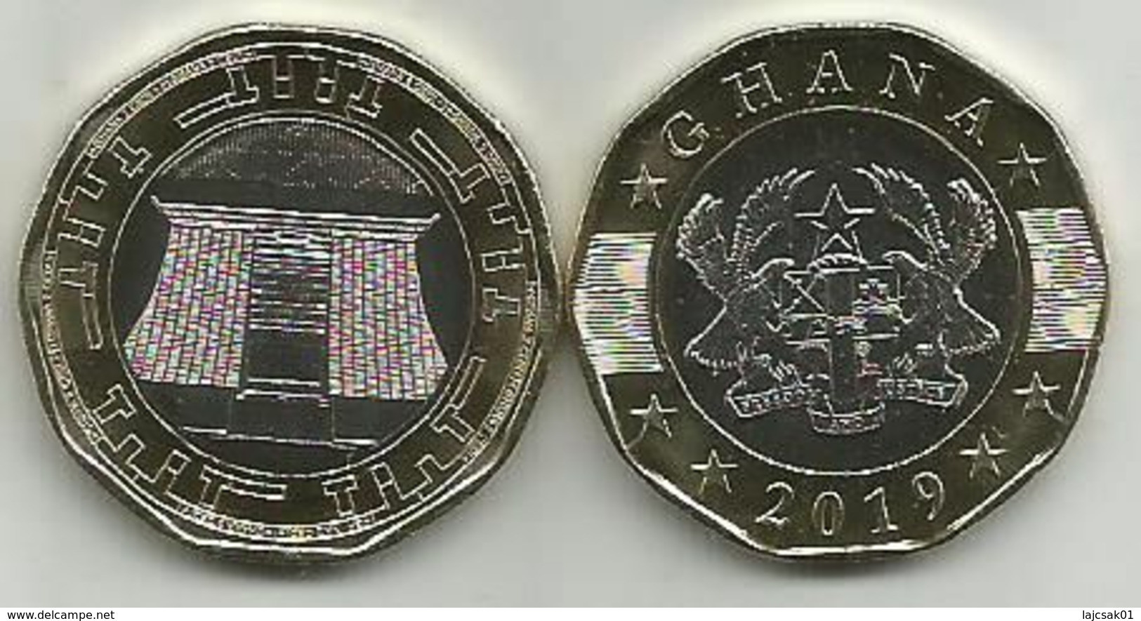 Ghana 2 Cedis 2019. UNC Bimetal - Ghana