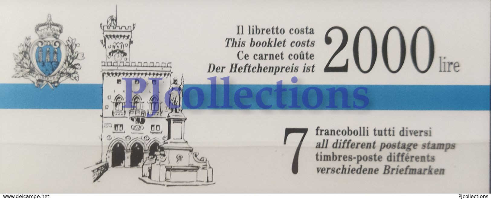 4586-SAN MARINO 1992 ATTRATTIVE TURISTICHE DI SAN MARINO FULL BOOKLET 7 STAMPS C/ANNULLO 1° GIORNO - USED - Used Stamps