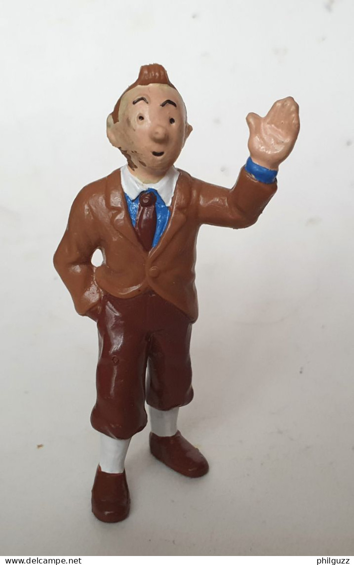 FIGURINE TINTIN  BULLY 1990 TINTIN CHEMISE BLEUE Et BLANCHE CRAVATE MARRON Plastique Mou 1er Tirage (2) - Tintin