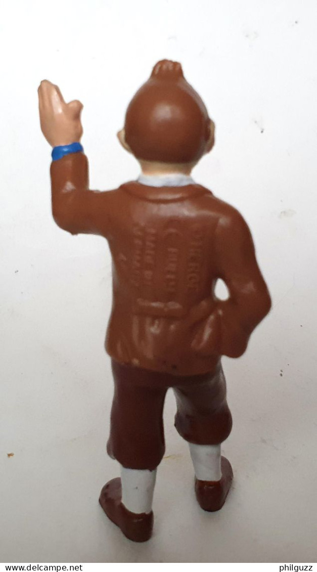 FIGURINE TINTIN  BULLY 1990 TINTIN CHEMISE BLEUE Et BLANCHE CRAVATE MARRON Plastique Mou 1er Tirage (2) - Tintin