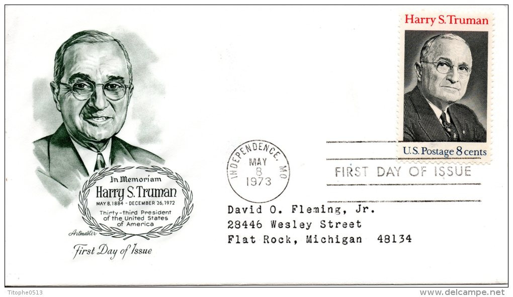 USA. N°992 Sur Enveloppe 1er Jour (FDC) De 1973. Harry Truman. - 1971-1980