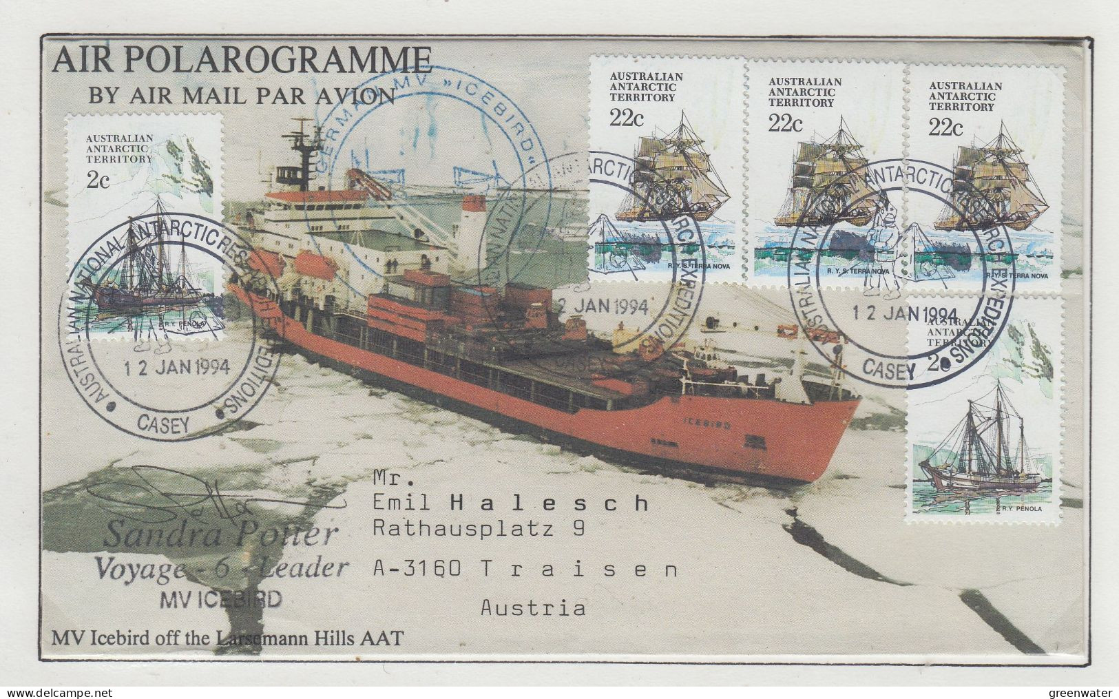 AAT  Ship Visit MV Icebird   Ca Casey 12 JAN 1994  (CS159C) - Covers & Documents