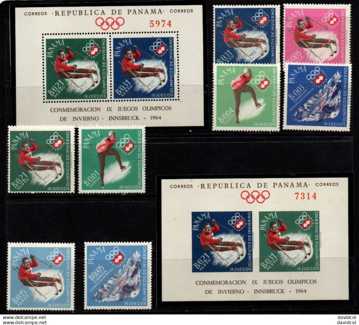 2849- PANAMA -1963- SC#:447 A-G, 447H (PERF. + IMP) - MH - 1964 WINTER OLYMPICS INNSBRUCK - Invierno 1964: Innsbruck