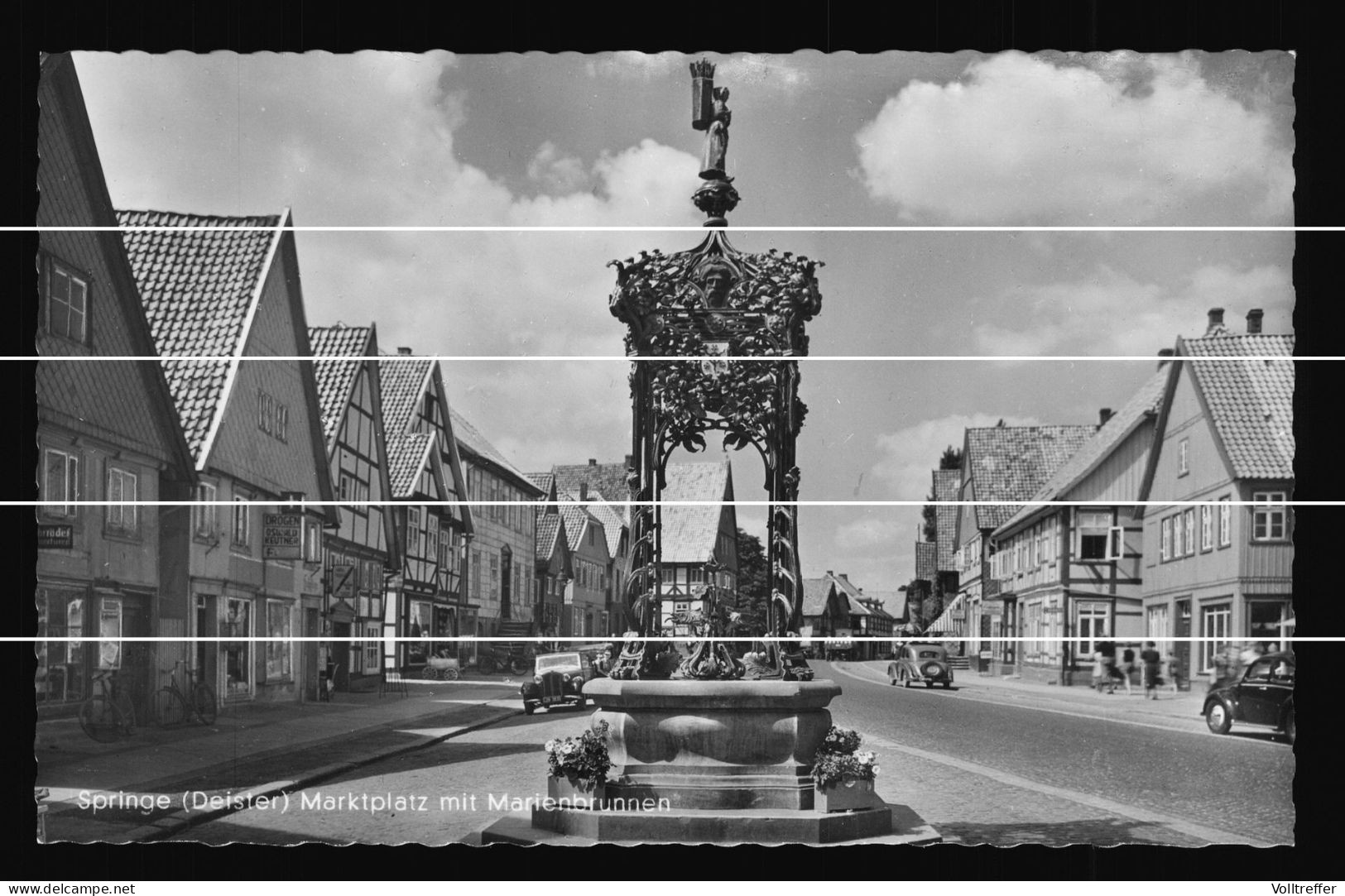 Orig. Foto AK 50er Jahre Springe Deister, Marktplatz Mit Marienbrunnen - Springe