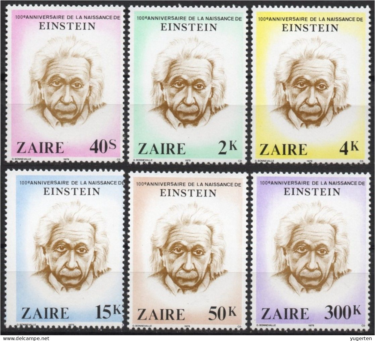 ZAIRE 1979 - 6v - MNH - Einstein Nobel Physics - Mathematics - Nuclear - Atoms Physik - Mathematik Atome - Albert Einstein