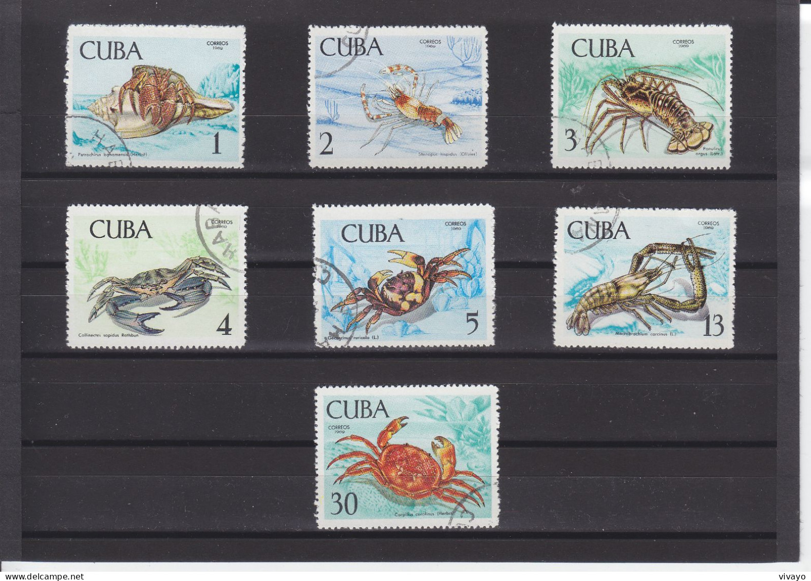 CUBA - O / FINE CANCELLED - 1969 - SEA LIFE - CRUSTACES - CRUSTACEOS -   Yv. 1275/81    Mi. 1464/70 - Oblitérés