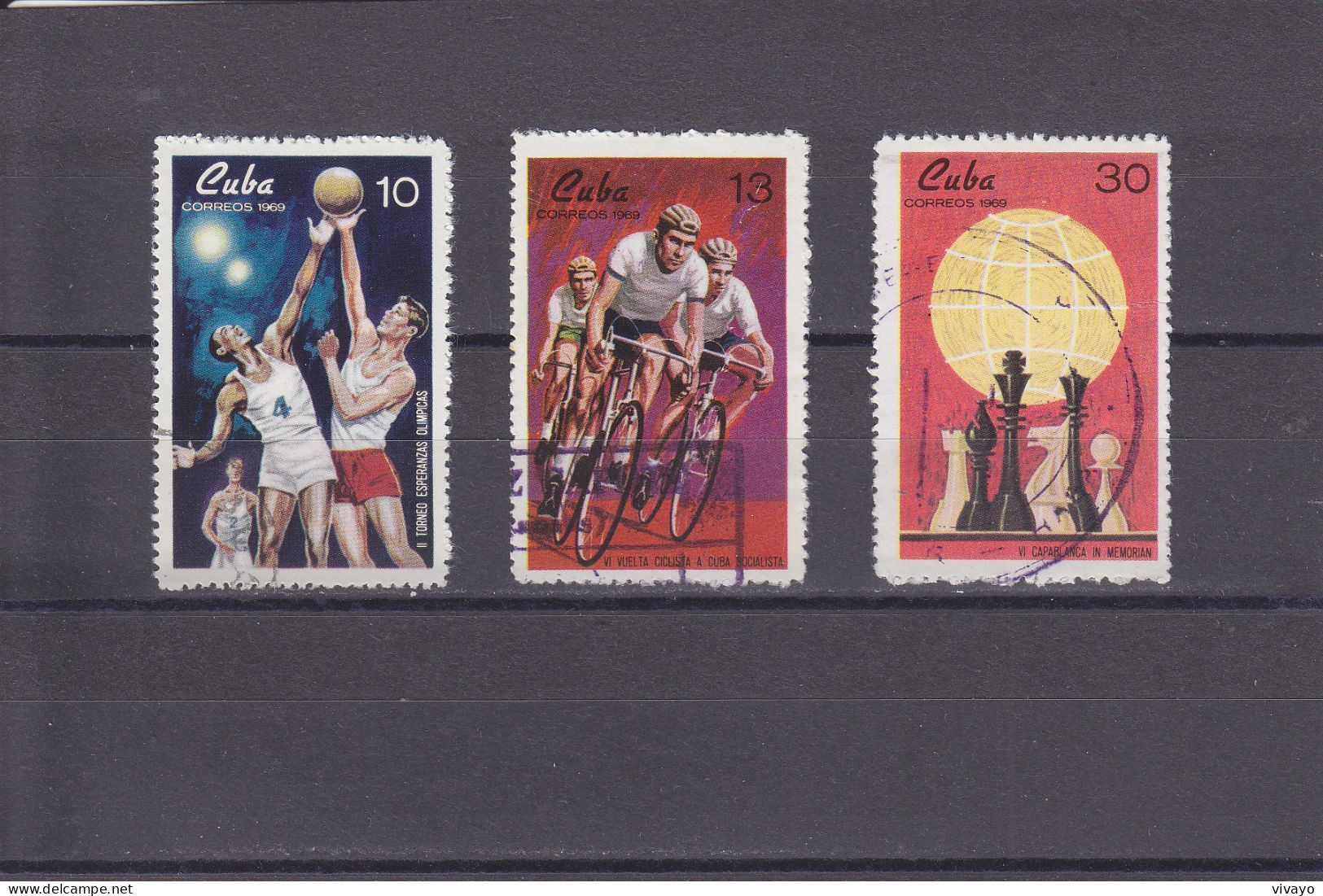 CUBA - O / FINE CANCELLED - 1969 - SPORTS . BASKET, CYCLING, CHESS     Yv. 1343/5    Mi. 1533/5 - Used Stamps