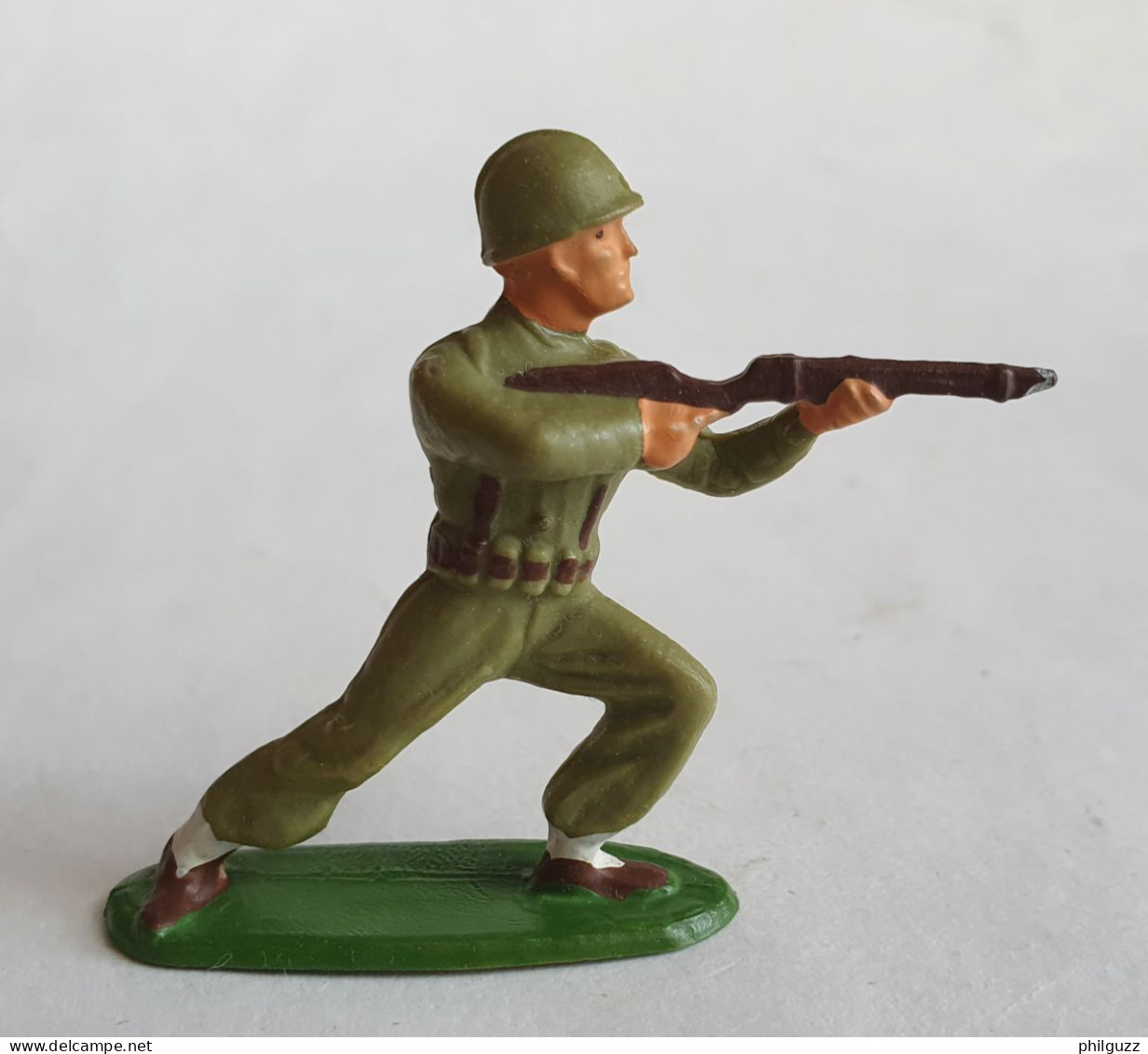 SOLDAT FIGURINE FIG STARLUX FANTASSIN 01 Tireur Fusil Debout Terrasse Ronde 1954 (3) SR MC - Starlux