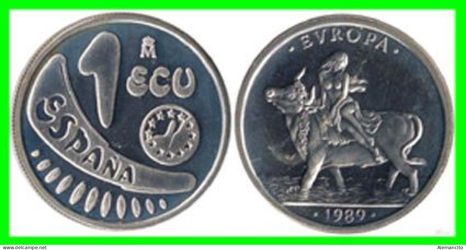 ESPAÑA.- ( EUROPA ) MONEDA DE 1 ECU AÑOS 1989 PLATA 925 MILÉSIMAS DIAMETRO: 24 Mm PESO 6,72 Gr. MADRID CAPITAL EUROPEA D -  Prove & Riconi