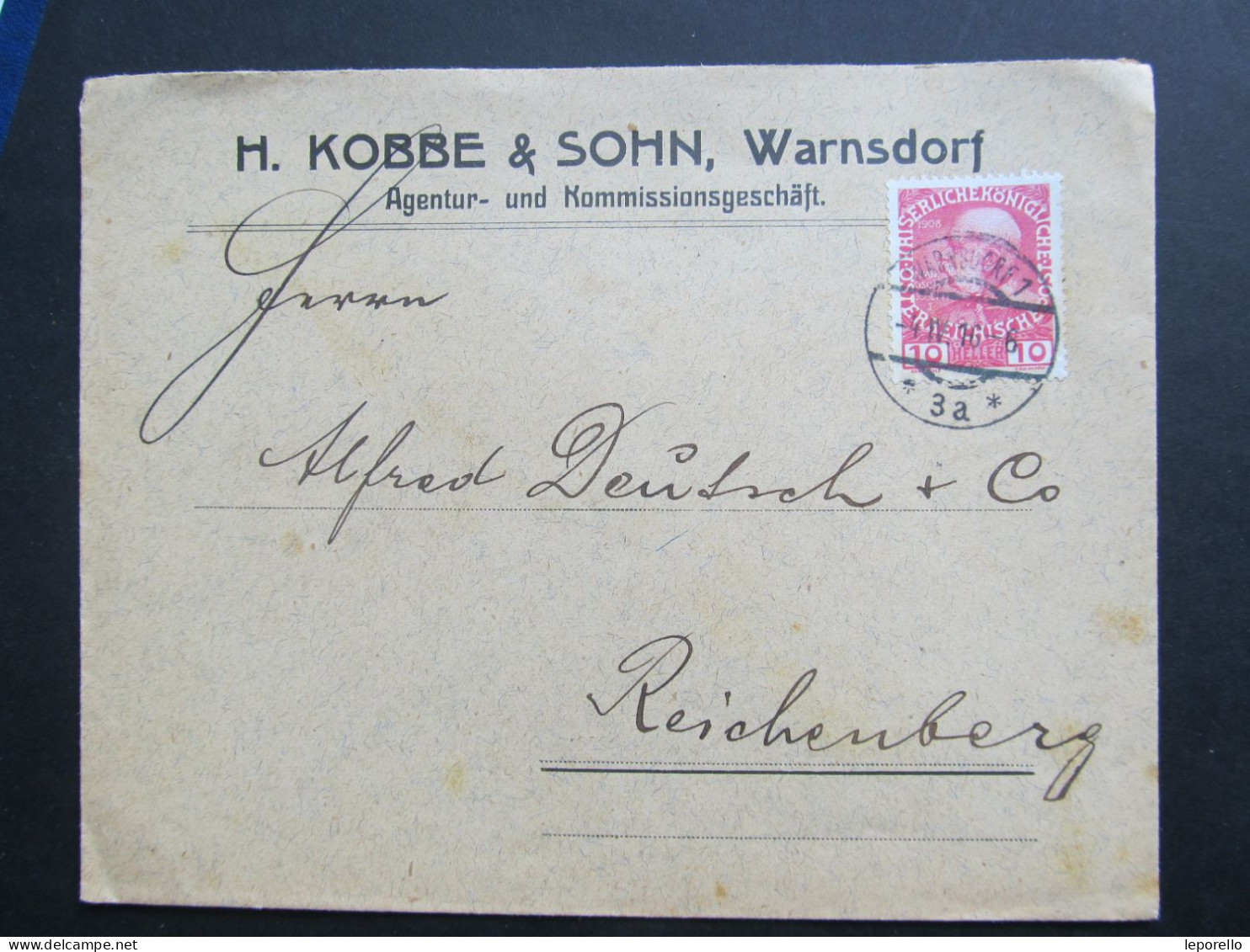 BRIEF Varnsdorf - Reichenberg 1916 H. Kobbe  //// D7858 - ...-1918 Vorphilatelie