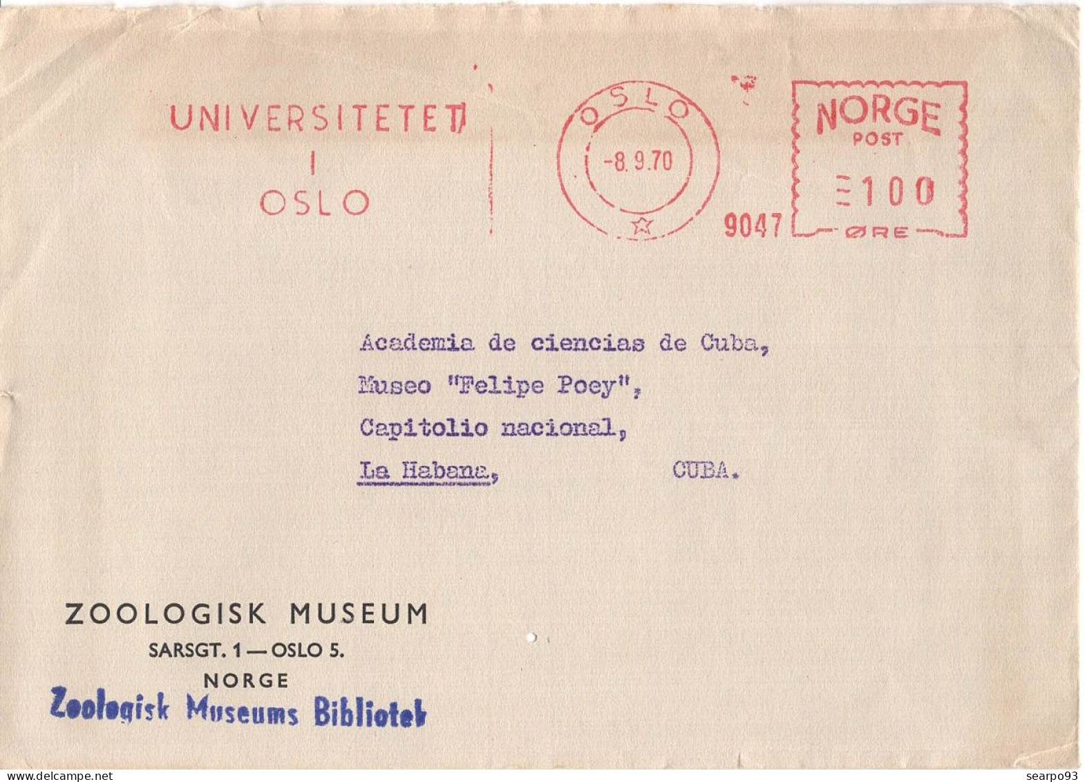 NORWAY. METER SLOGAN. OSLO UNIVERSITY. OSLO. 1970 - Cartas & Documentos