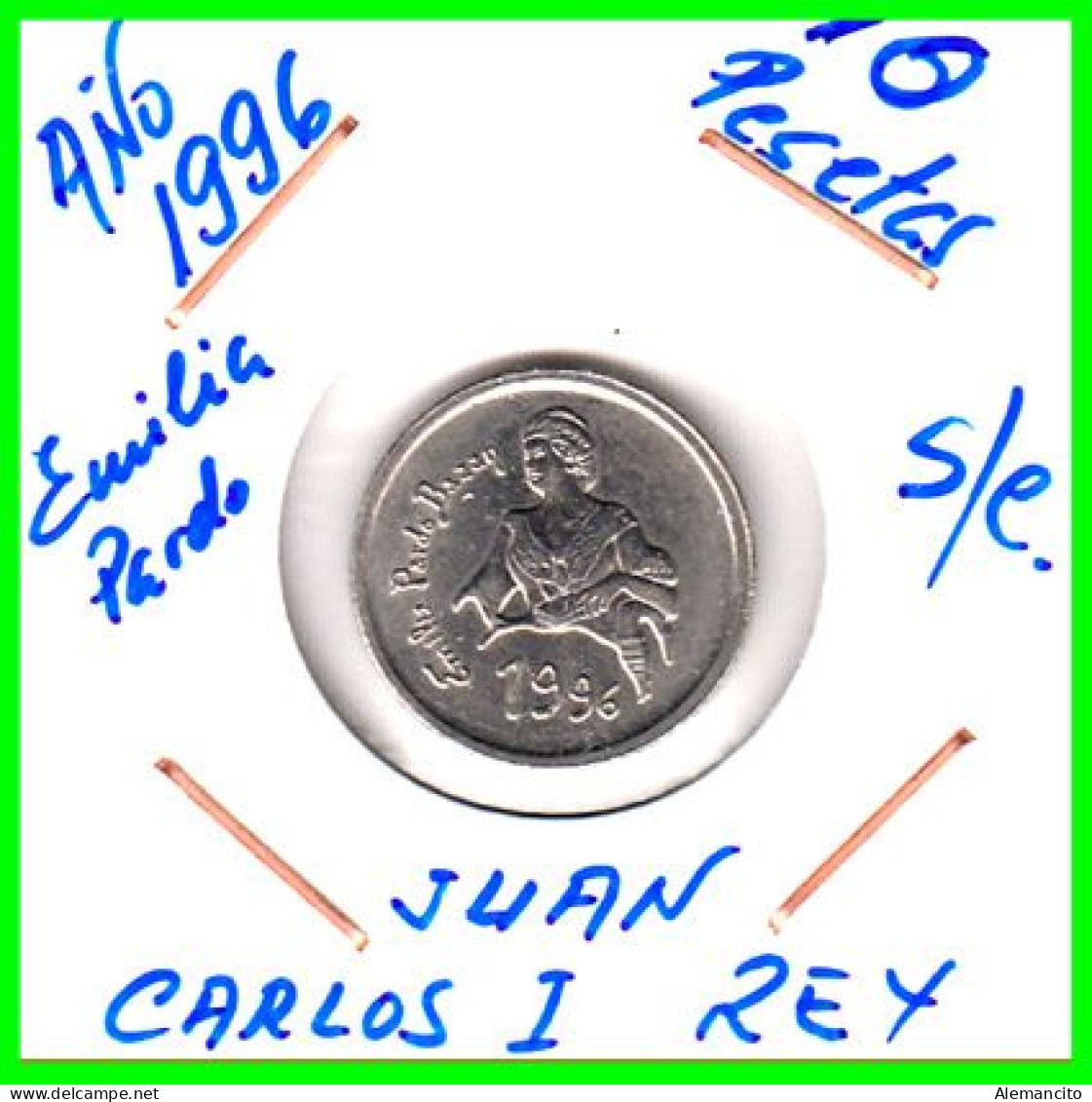 ESPAÑA  ( EUROPA ) MONEDA 10 Pts.DE JUAN CARLOS I DEL AÑO 1996 EMILIA PARDO - 10 Pesetas