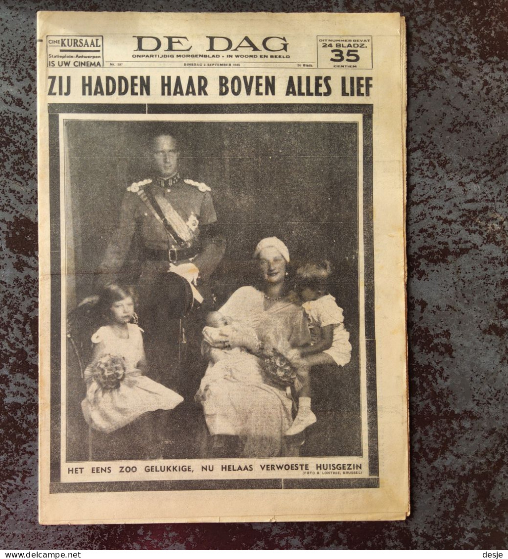 In Memoriam Koningin  Astrid, Zij Hadden Haar Boven Alles Lief Uit Morgenblad De Dag Van 3 September 1935, 24 Pp. - Anciens