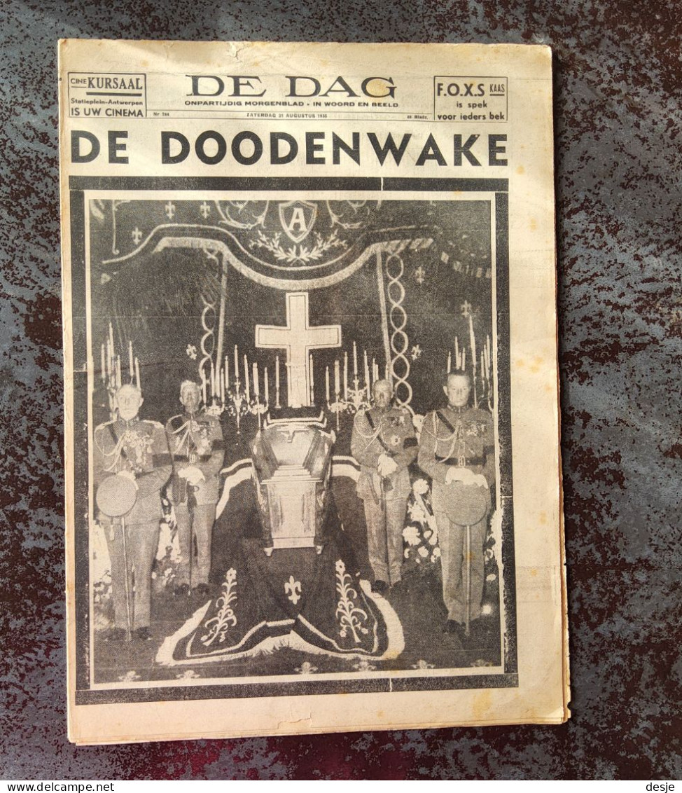 In Memoriam Koningin  Astrid, De Doodenwake In Het Morgenblad De Dag Van 31 Augustus 1935, 36 Pp. - Antiquariat