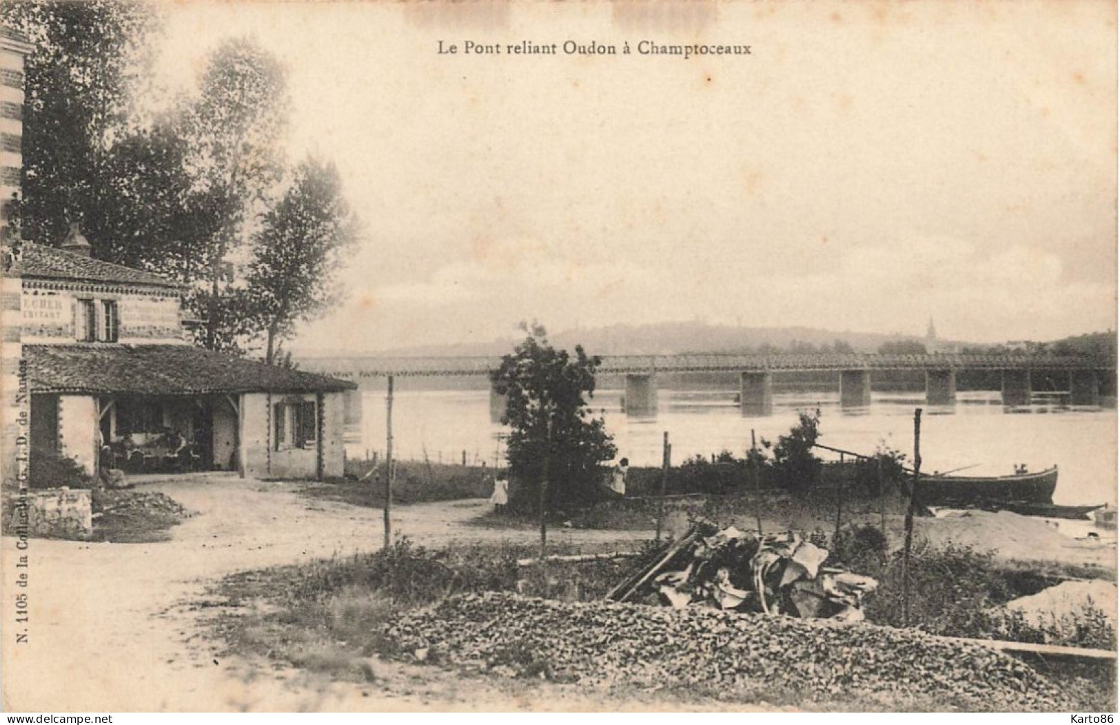 Le Pont Reliant Oudon à Champtoceaux * Restaurant Café Débitant * Péniche Batellerie - Oudon