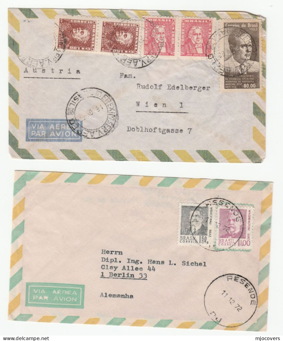 1969 & 1970 Airmail BRAZIL To Austria Germany Covers Stamps Cover - Brieven En Documenten