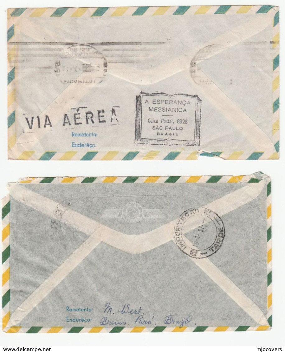 AVIATION - 2 X BRAZIL Aircraft Stamps COVERS To GB Cover Air Mail - Lettres & Documents