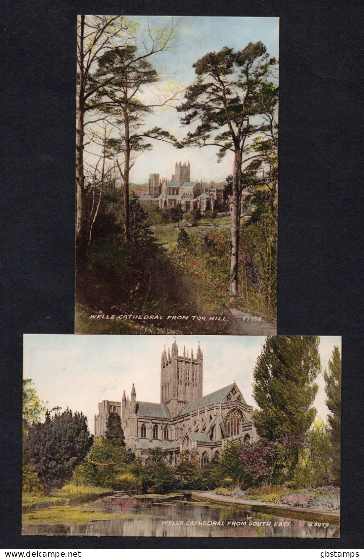 Wells Cathedral Somerset X 2 Unposted Cards From The Hill/South East C1930s - Wells