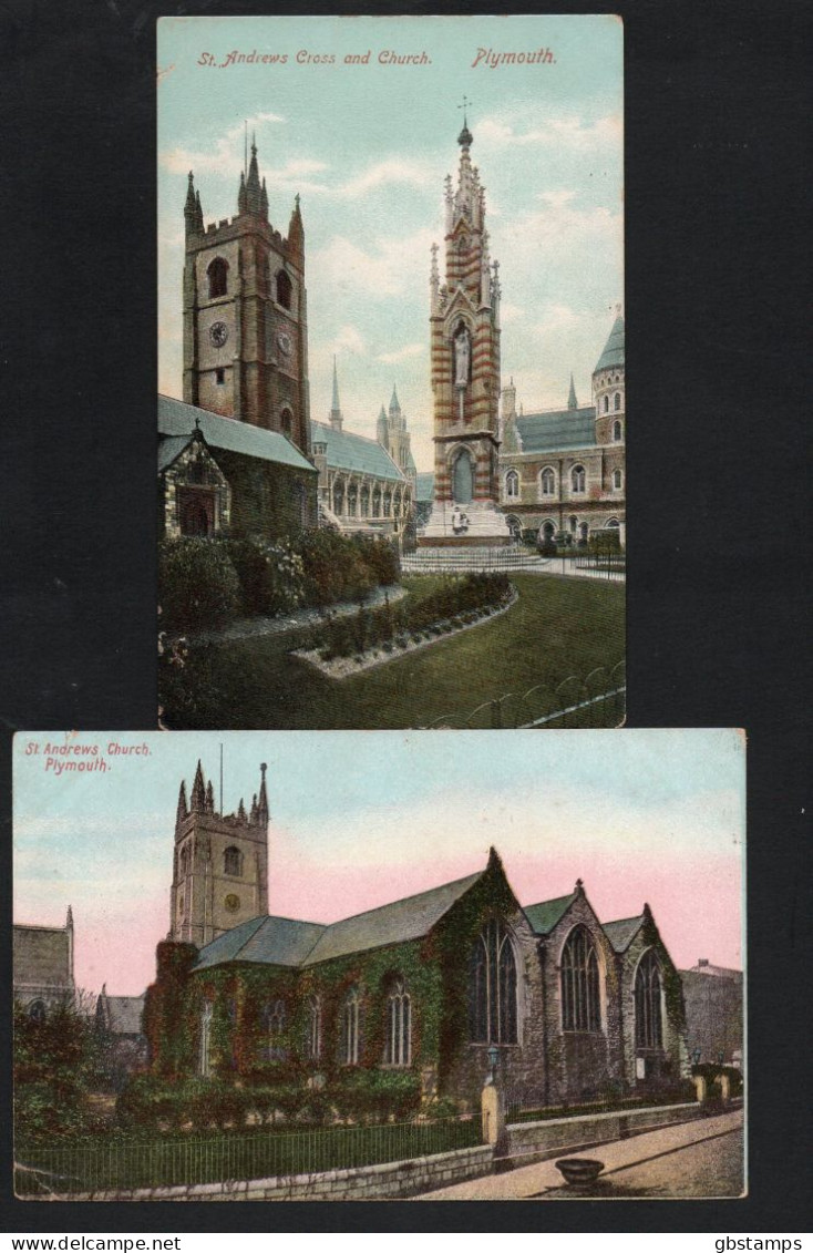 Sr Andrew's Church Plymouth X 2 Old Cards Used & Unused As Scanned - Plymouth