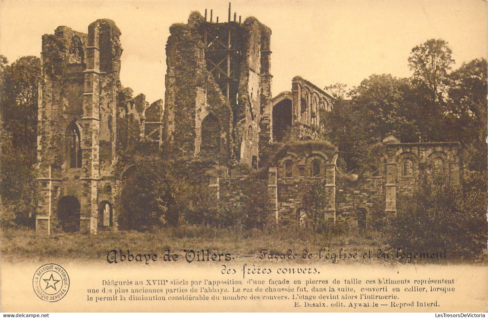 BELGIQUE - Abbaye De Villers - Façade De L'église Et Du Logement Des Frères Convers - Carte Postale Ancienne - Villers-la-Ville