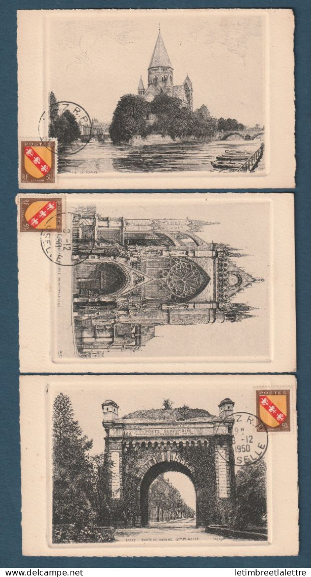 France - Carte Postale - Blason Lorraine Sur Véritable Eau Forte De Moselle - 1950 - Lorraine