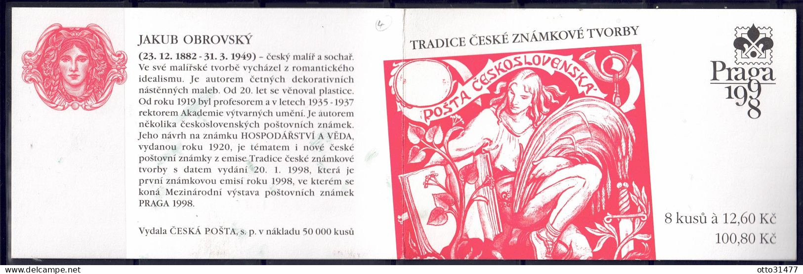 Tschechei 1998 - Praga '98, MH 52 (mit HB 4, Nr. 165), Postfrisch ** / MNH - Ungebraucht
