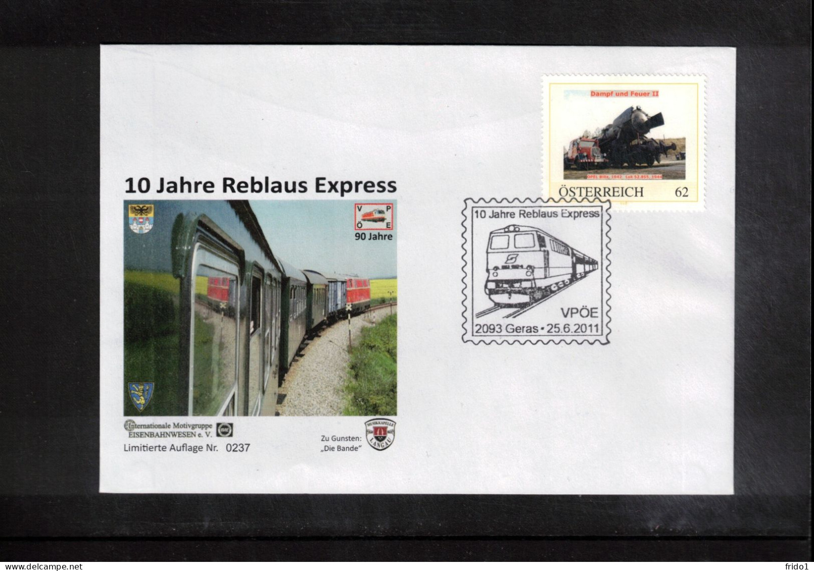 Austria / Oesterreich 2011 10 Jahre Eisenbahn Reblaus Express - Covers & Documents