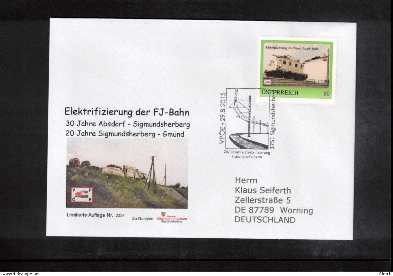 Austria / Oesterreich 2015 Eisenbahn - Elektrifizierung Der FJ-Bahn - Covers & Documents
