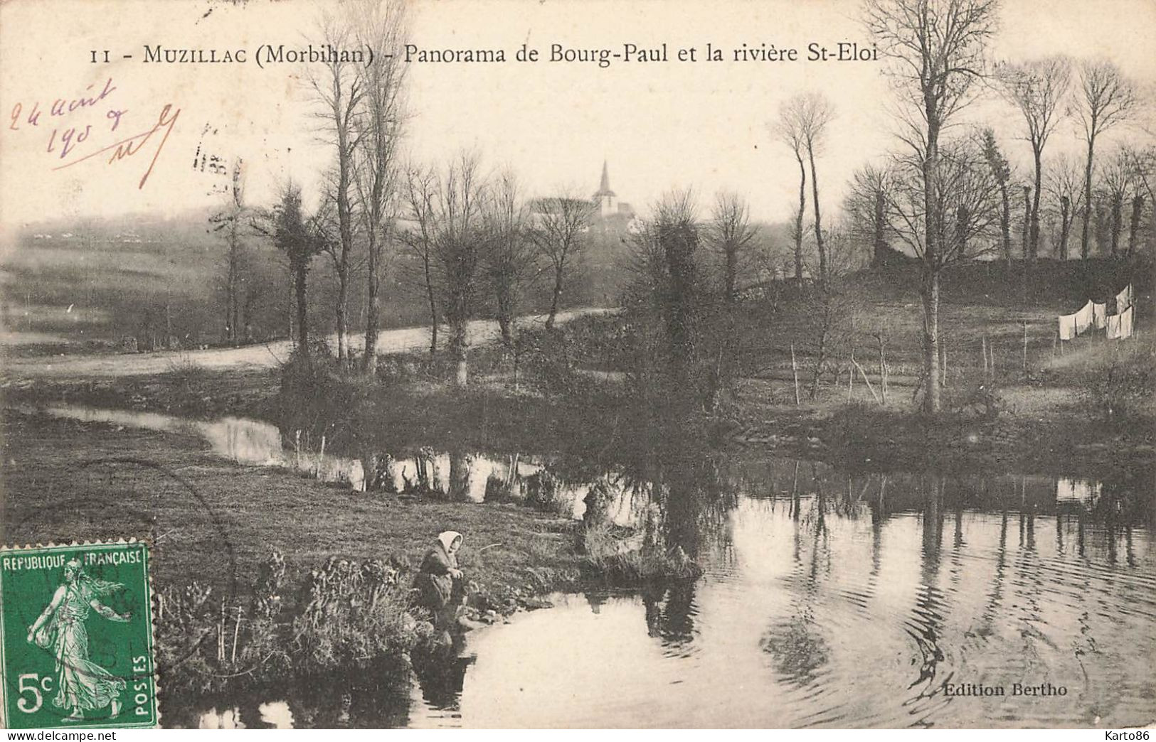 Muzillac * Panorama De Bourg Paul Et La Rivière St éloi * Lavoir Laveuse Lavandière Blanchisseuse - Muzillac