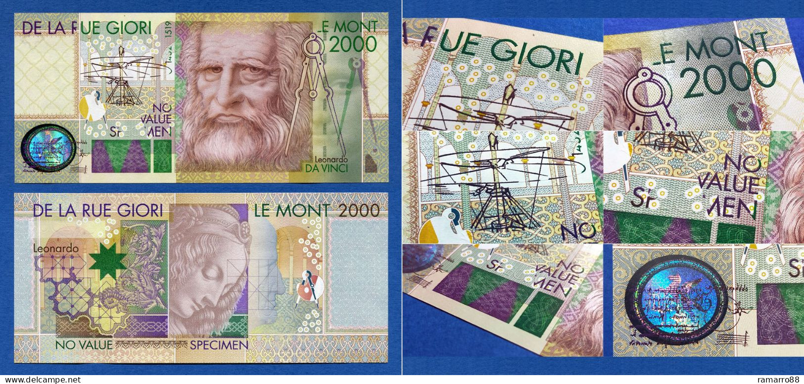 De La Rue / KBA Giori - Set of 9 Different Types of Leonardo Da Vinci Specimen Test Notes