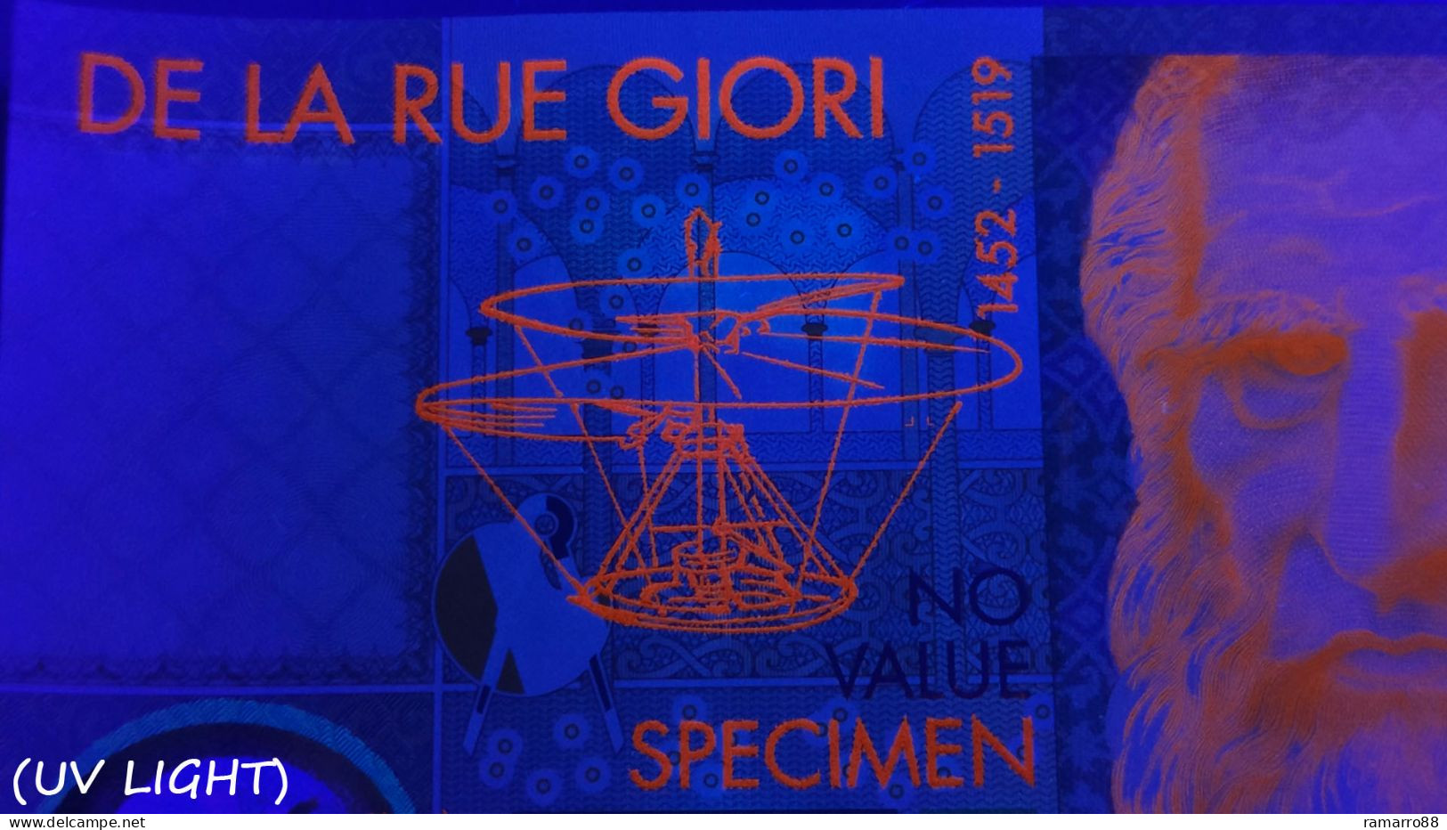 De La Rue / KBA Giori - Set of 9 Different Types of Leonardo Da Vinci Specimen Test Notes