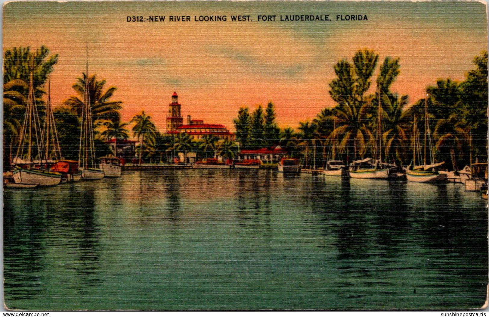 Florida Fort Lauderdale New River Looking West 1944 - Fort Lauderdale