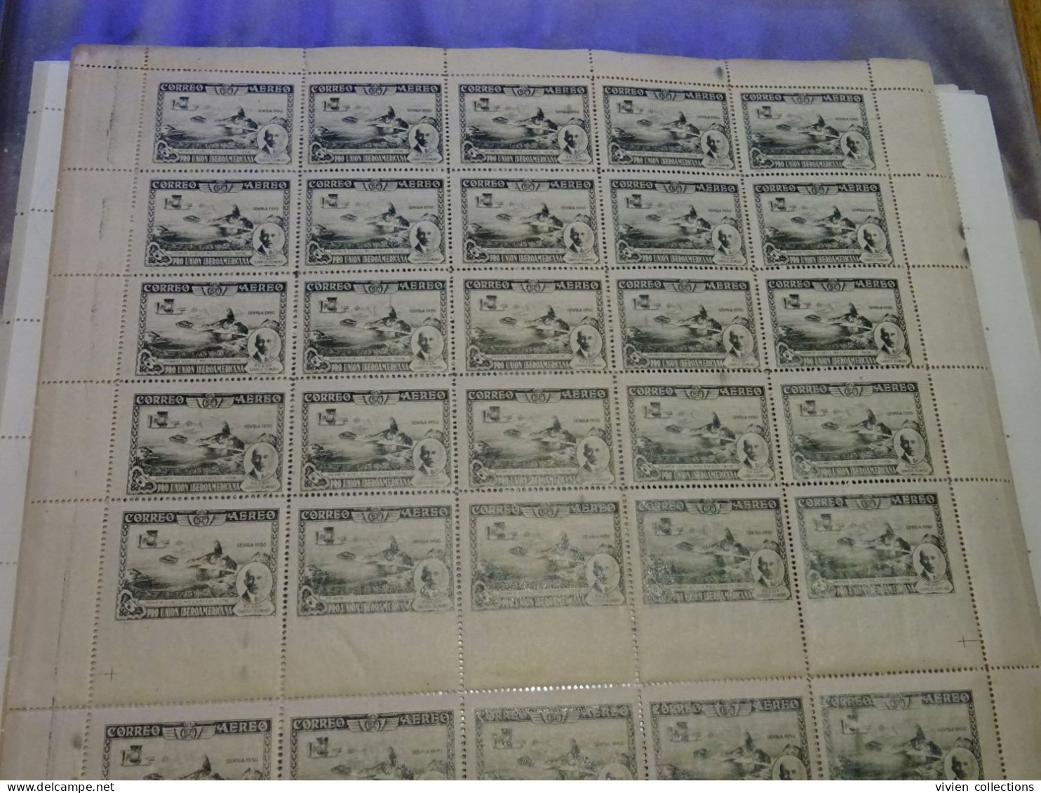 Espagne Poste Aérienne Feuilles Complètes PA N° 76, 77 Et 79 Dont Variété Interpanneau Dentelé D'un Seul Coté Sur N° 76 - Unused Stamps