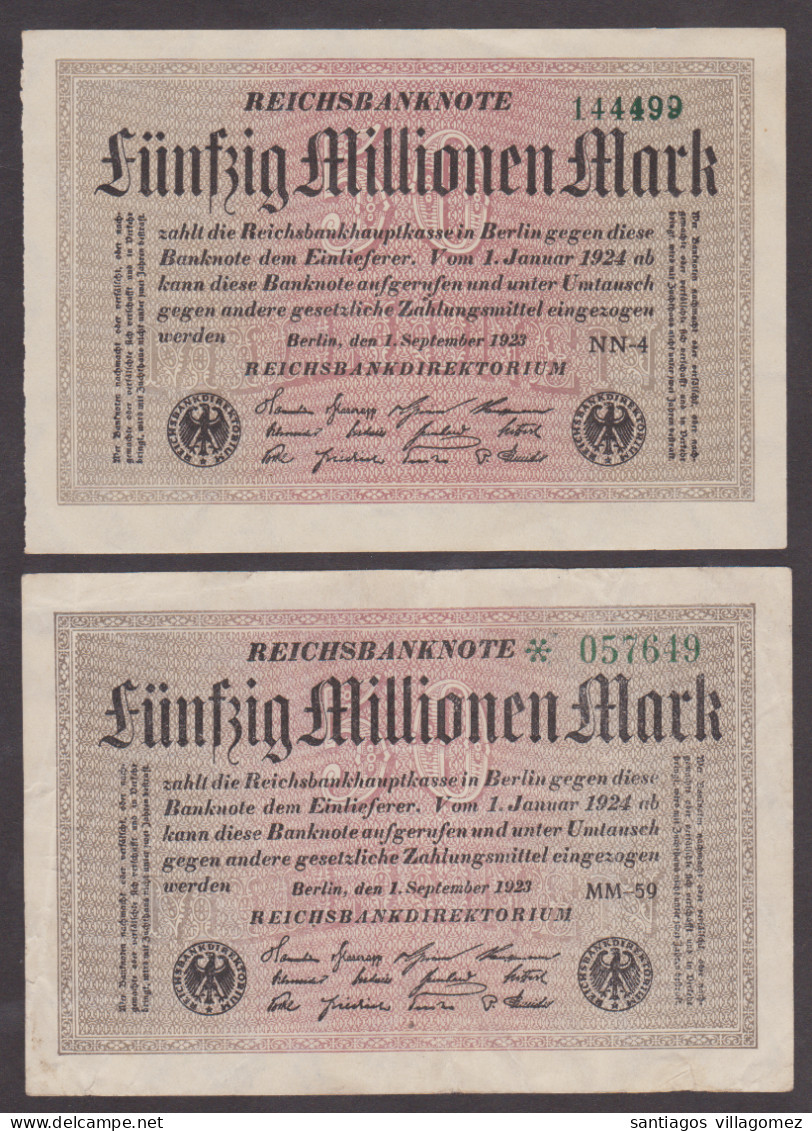 Germany 1924: Reinchbanknote 50 Million Mark (2 Different) - 50 Millionen Mark