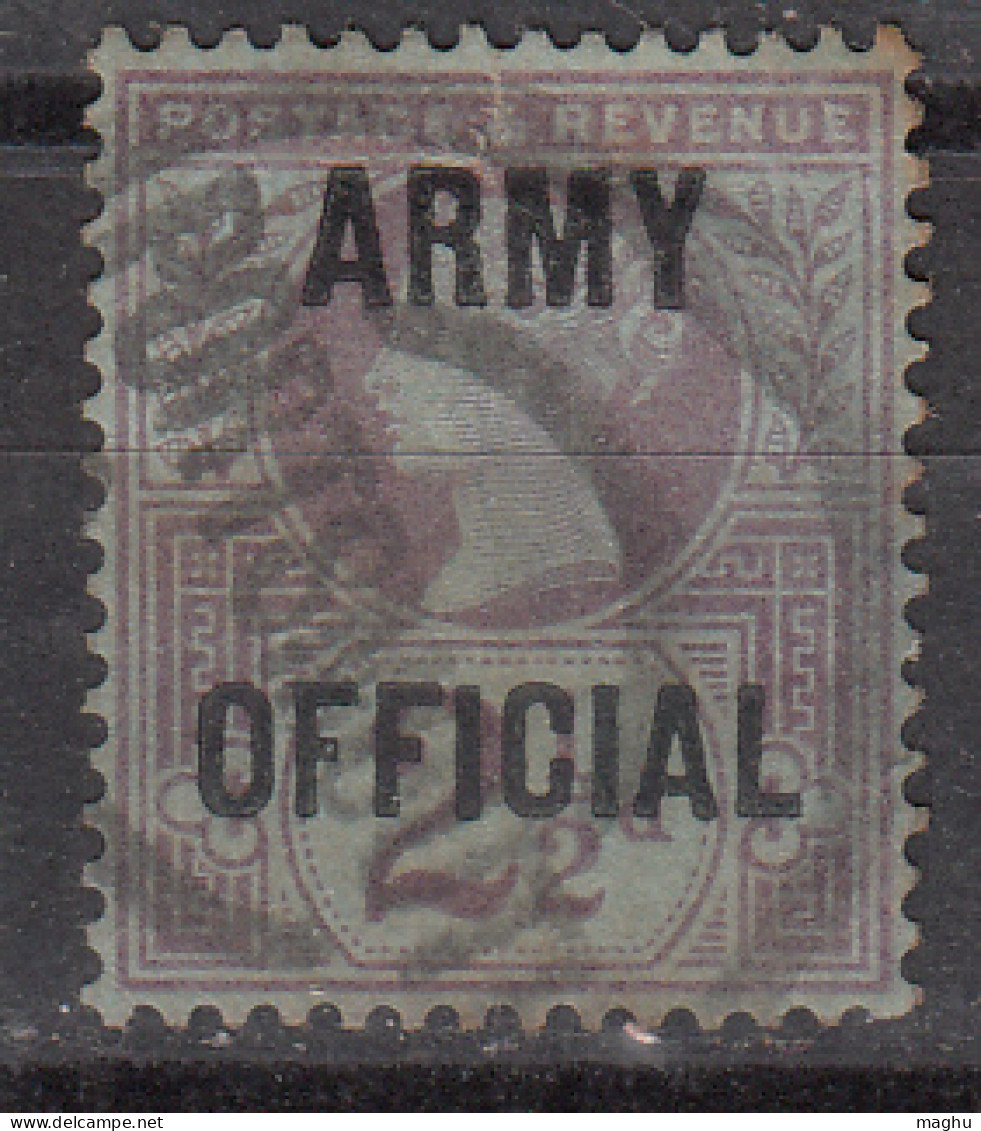 2½d Used ARMY OFFICIAL, Jubilee Series QV, Great Britain, 1896 ? - Dienstzegels