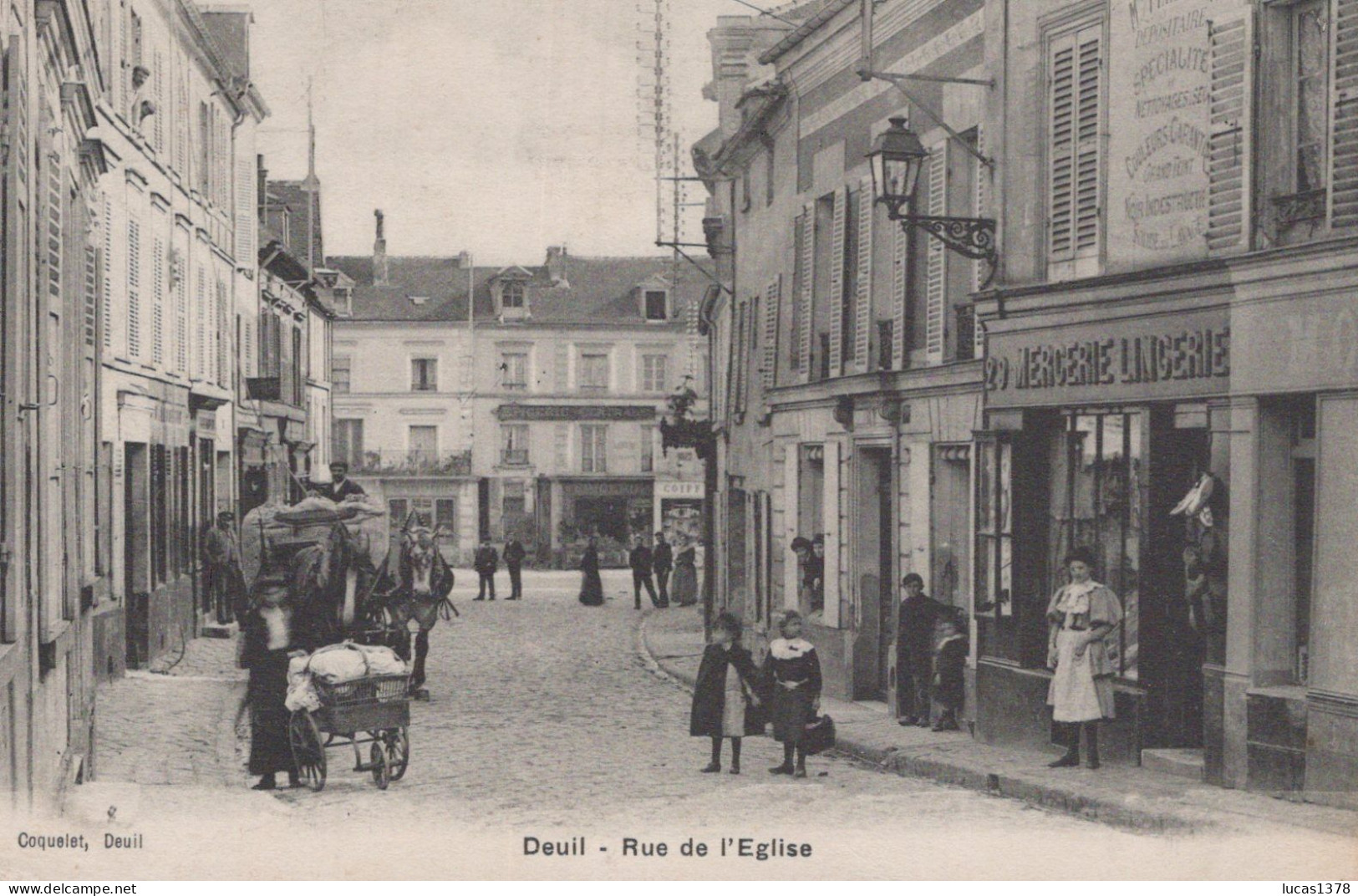 95 / DEUIL LA BARRE / RUE DE L EGLISE / TRES BELLE CARTE ANIMEE / COMMERCE - Deuil La Barre