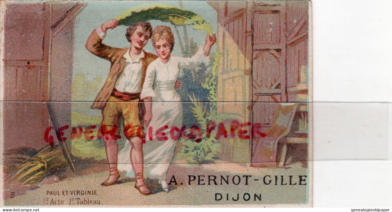 CHROMO LITHO  DIJON - BISCUITS A. PERNOT GILLE- PAUL ET VIRGINIE - Andere & Zonder Classificatie