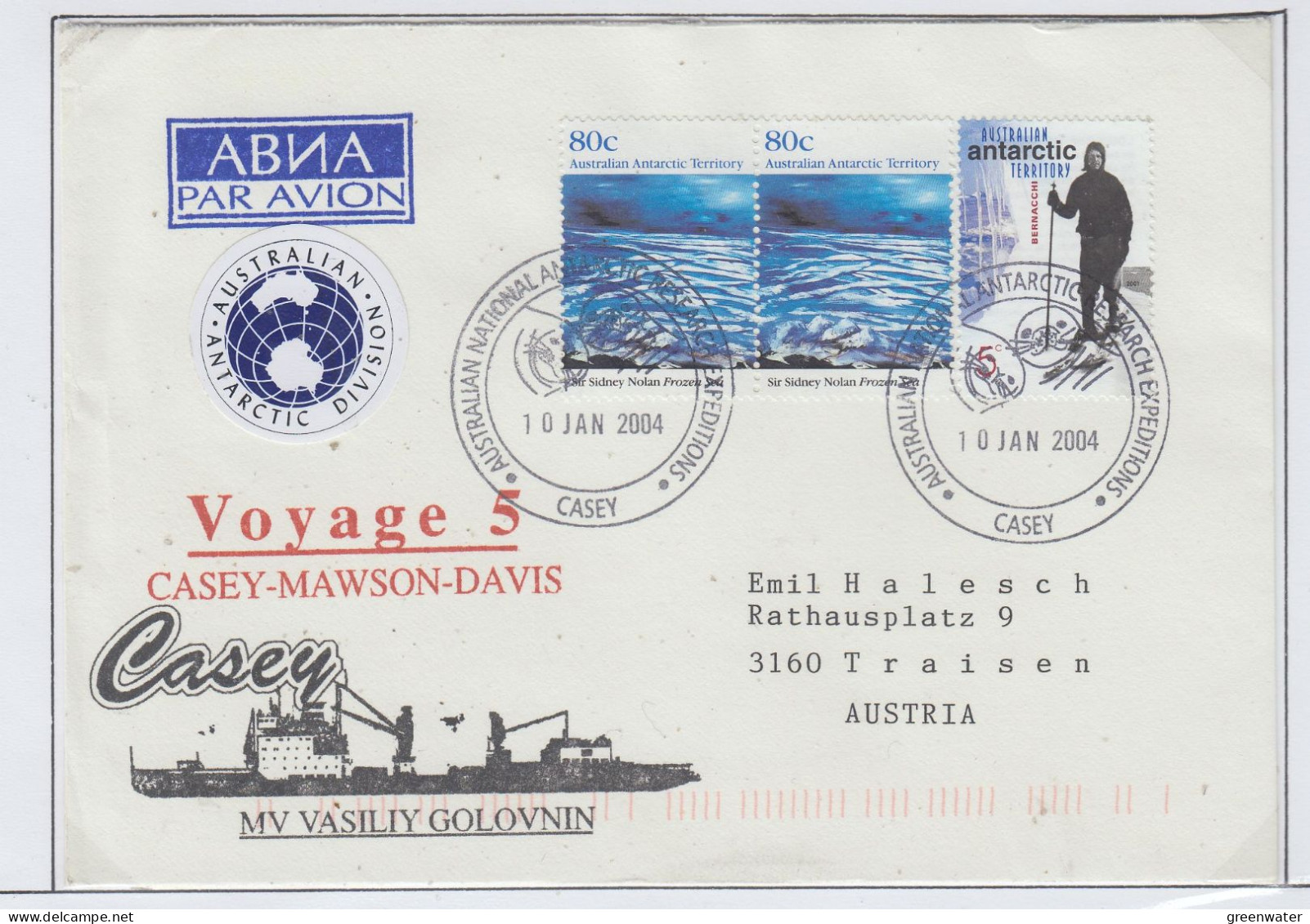 AAT  Ship Visit MS Vasiliy Golovnin  Voyage 5 Ca Casey 10 JAN 2004 (CS163A) - Briefe U. Dokumente