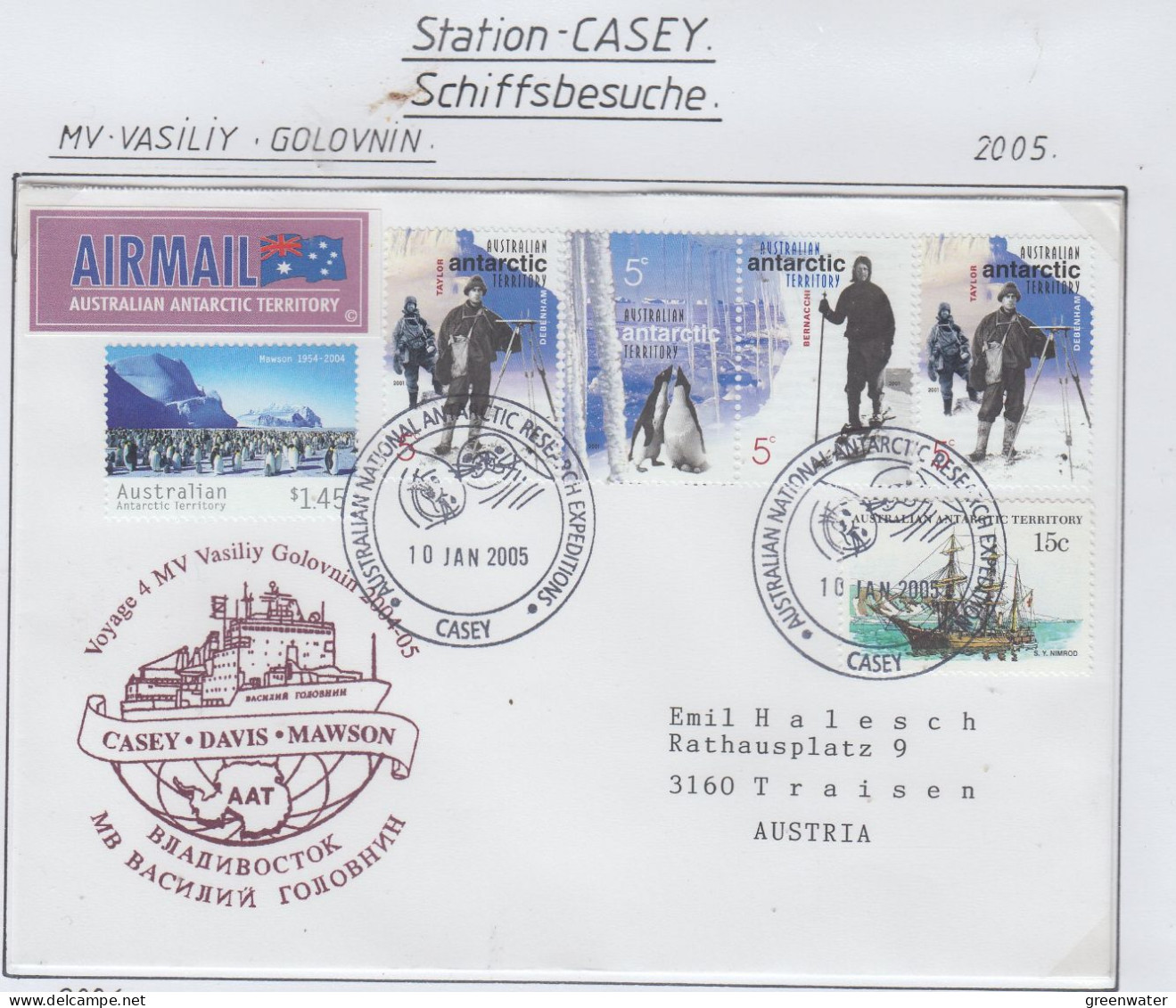 AAT  Ship Visit MS Vasiliy Golovnin Ca Casey 10 JAN 2005 (CS163B) - Covers & Documents